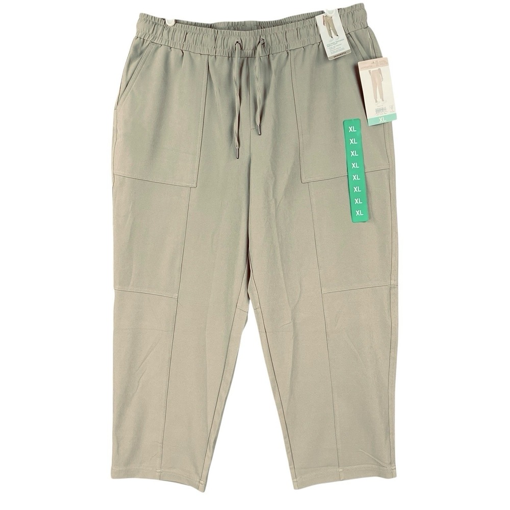 Mondetta Women's Pull-on Stretch High-Rise Textured Beige Ankle Pant Size XL NWT
